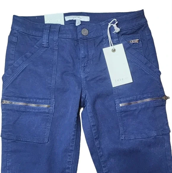 Joie Womens size 26 Park Skinny Utility Cargo Pants Dark Navy Blue Ankle Zippers - Picture 2 of 8
